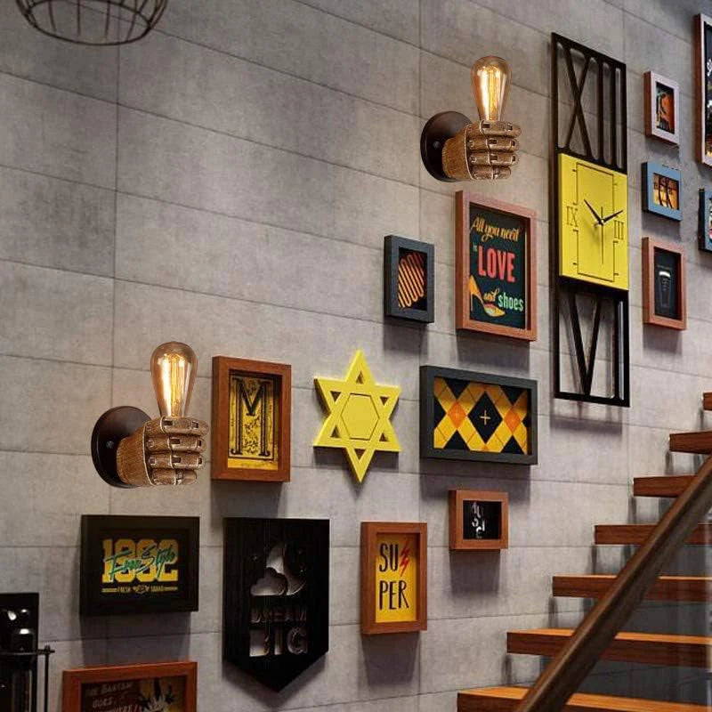 Premium Nordic Retro Fist Wall Lamp - Resin Hand Sconce Fixture