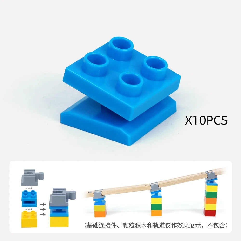 5-10PCS Wooden Train Track Accessories Plastic Building Blocks Adapters Wooden Track Connectors fit Wood Tracks Toys