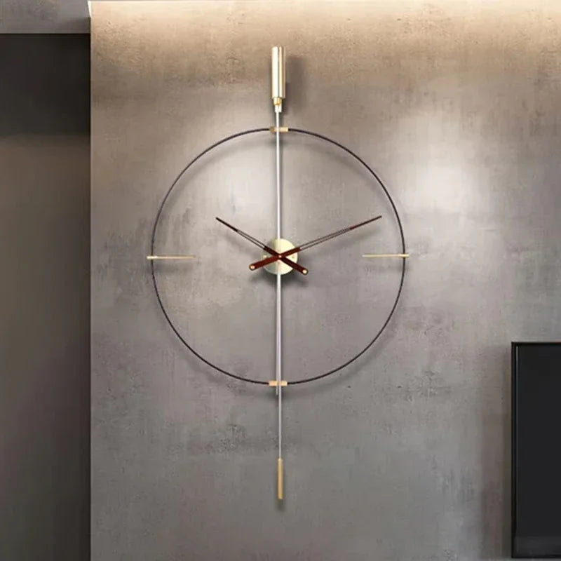 Walnut Wall Clocks Stylish Clock Watch Modern Living Room Clocks Minimalism Clock Mechanism Silent Luxury Home Decorations