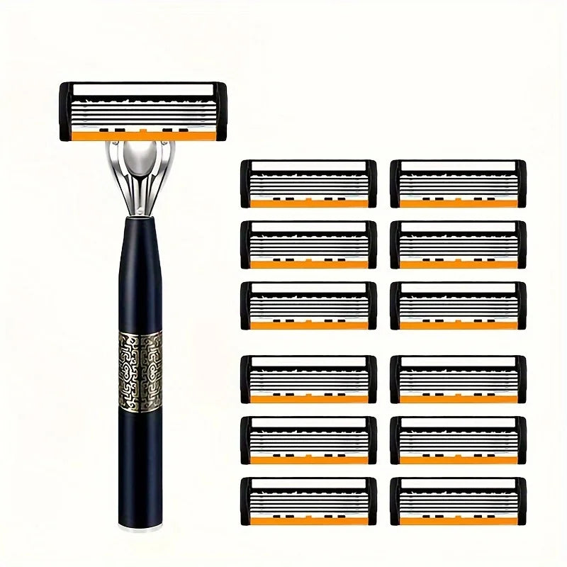 6-Layer Safety Razor Stainless Steel Progressive Blade Easy to Shave Men's Shaving and Women's Hair Removal Shaving Tools