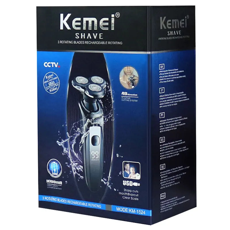 Kemei LCD Display Waterproof Electric Shaver Men Wet Dry Beard Razor Facial Shaving Machine Rechargeable Fit Philips Series 7000
