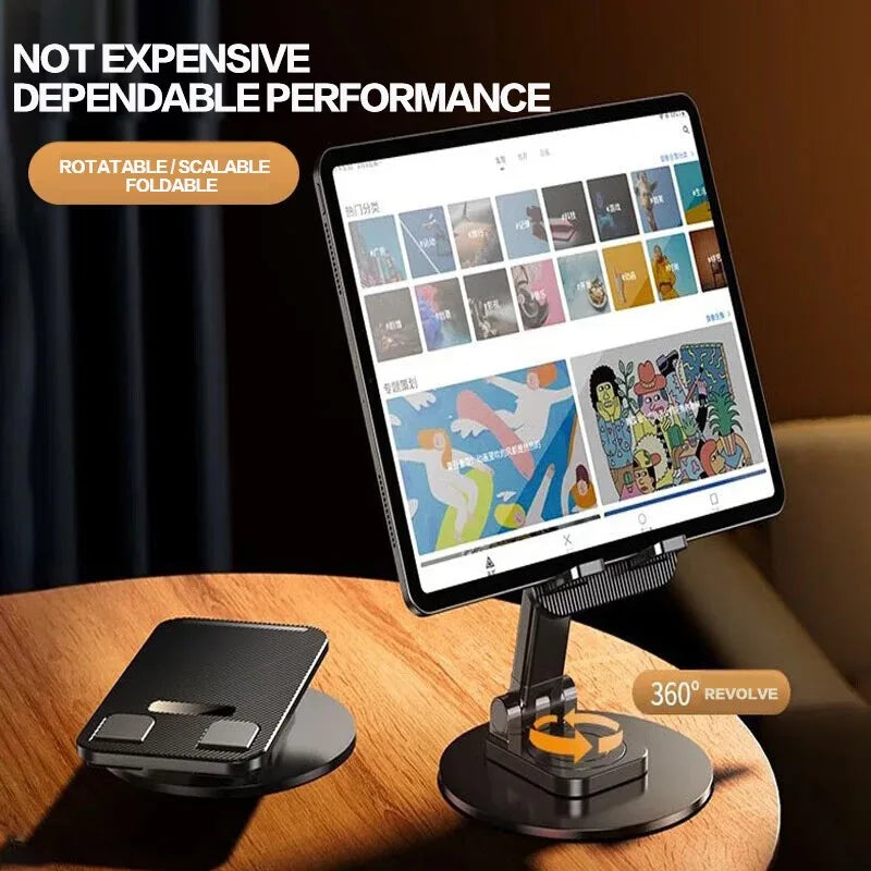 Premium 360° Rotating Phone Stand - Foldable Desk Holder with Metal Base