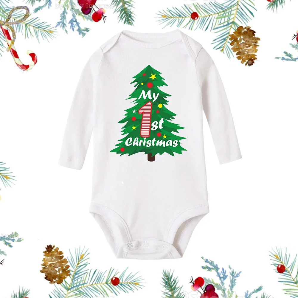 Premium My First Christmas Baby Romper - Snowman Print Long Sleeve Outfit