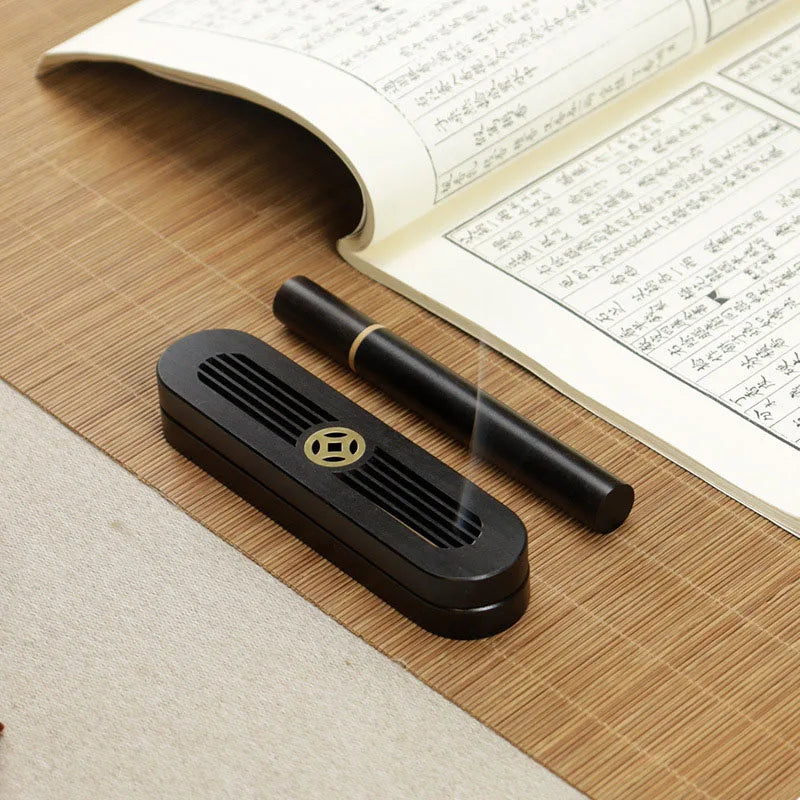 Classical Ebony Horizontal Incense Burner Portable Line Incense Box Indoor Line Incense Holder Home Ornaments Incense Base