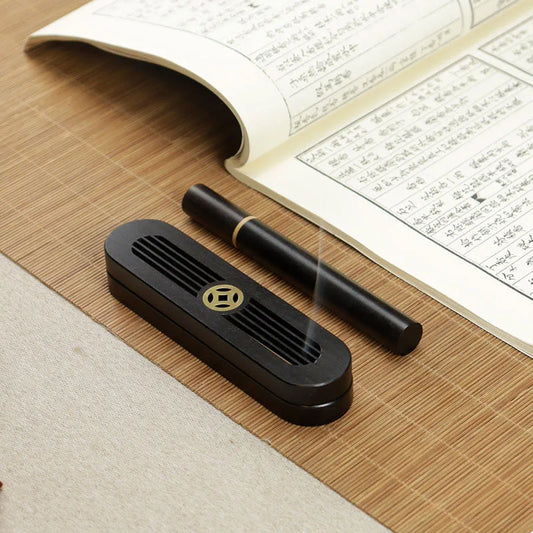 Classical Ebony Horizontal Incense Burner Portable Line Incense Box Indoor Line Incense Holder Home Ornaments Incense Base