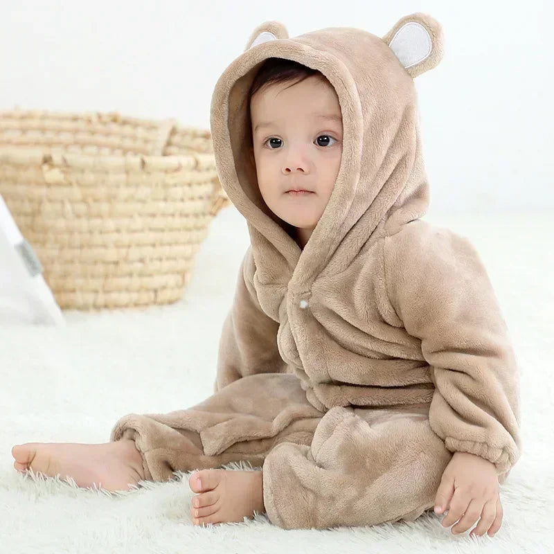 Premium Animal Kigurumi Baby Romper - Winter Flannel Costume Jumpsuit