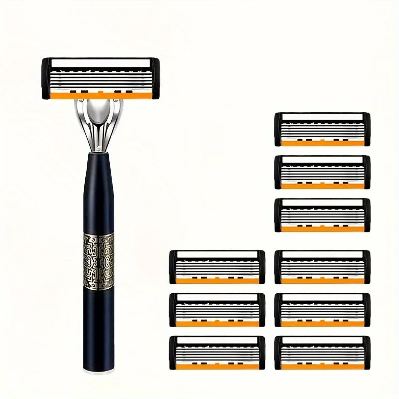 6-Layer Safety Razor Stainless Steel Progressive Blade Easy to Shave Men's Shaving and Women's Hair Removal Shaving Tools