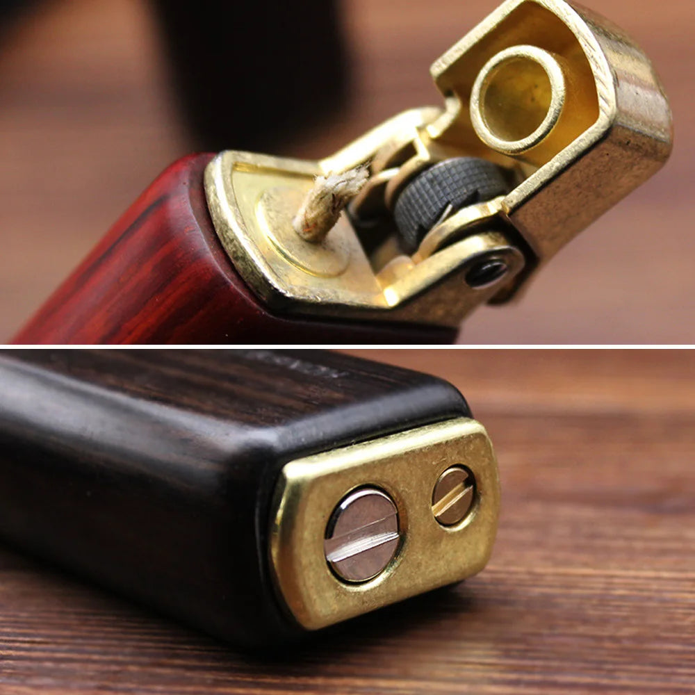 Premium Vintage Sandalwood Kerosene Lighter - Unique Metal Gasoline Lighter