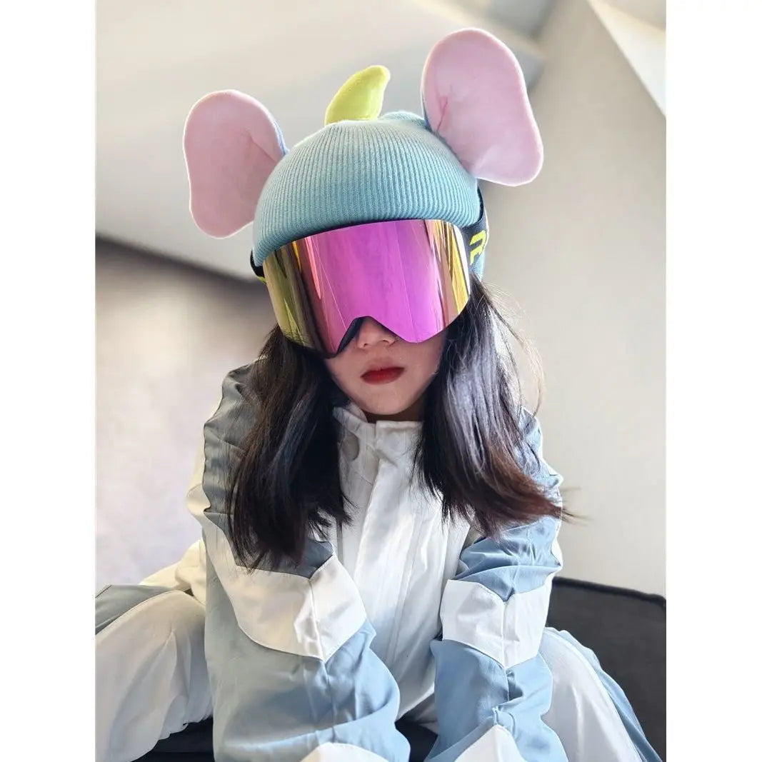Ski Helmet Cover Cat Ears Rabbit Ears Funny Single and Double Board Warm Ski Helmet Cover for Men and Women