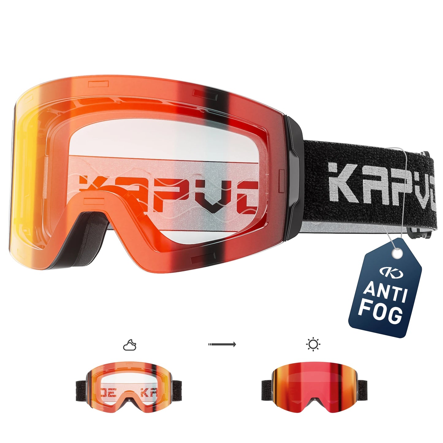 KAPVOE Photochromic Skiing Glasses Anti-fog Winter  for Men Women Outdoor Sports Glasses Racing Backcountry Skiing Snow Eyewear