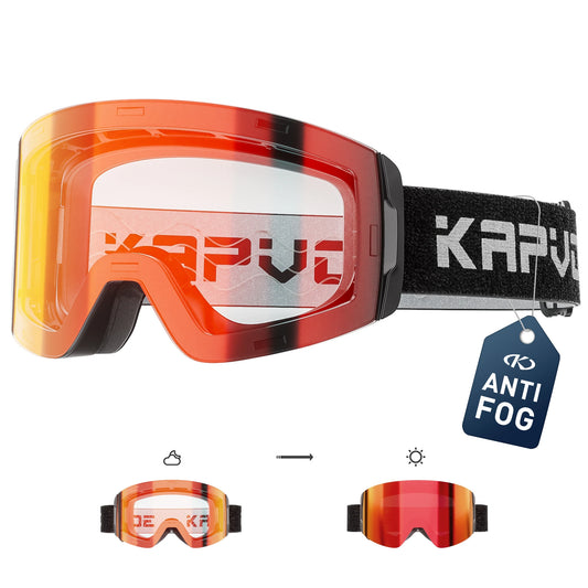 KAPVOE Photochromic Skiing Glasses Anti-fog Winter  for Men Women Outdoor Sports Glasses Racing Backcountry Skiing Snow Eyewear