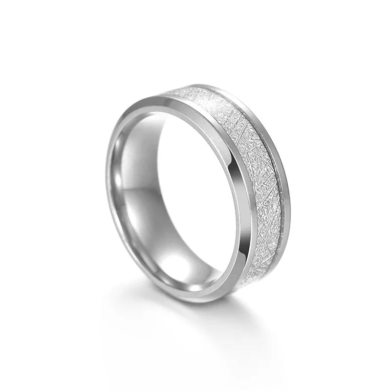 Premium 8mm Tungsten Carbide Ring - Stainless Steel Meteorite Wedding Band