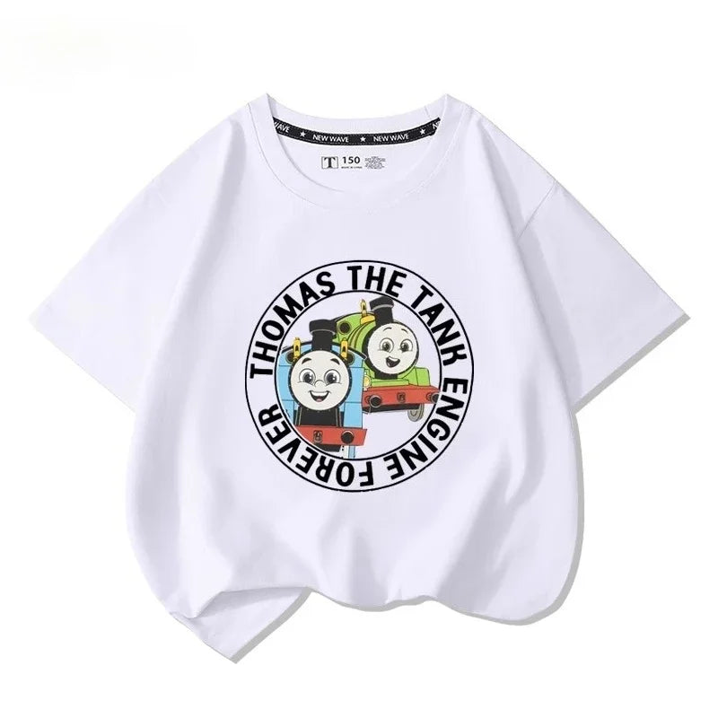 Thomas the train short-sleeved t-shirt cartoon new children's tops boys girls summer 100% cotton fashion comfortable t-shirt