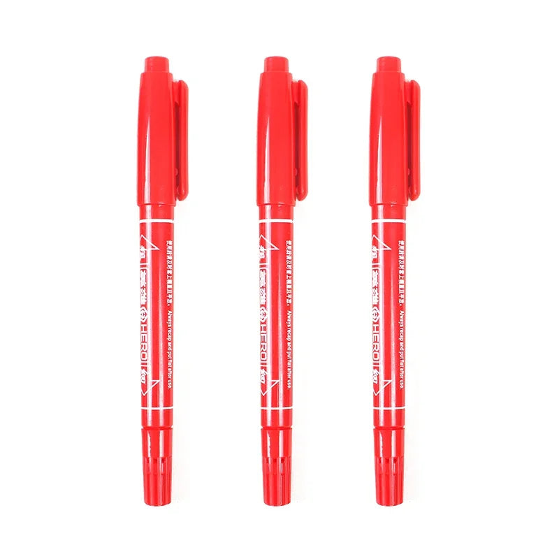 3Pcs/Set Dual Tip 0.5/1.0 mm Nib Marker Waterproof Black Blue Red Oily Manga Art Marker Pens Student School Office Stationery