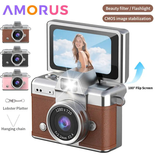 Mini Keychain Camera 1.47 Inch Flip Screen Digital CameraHD  Pocket Camcorder CCD for Kids Adults Gift for Birthdays New Year