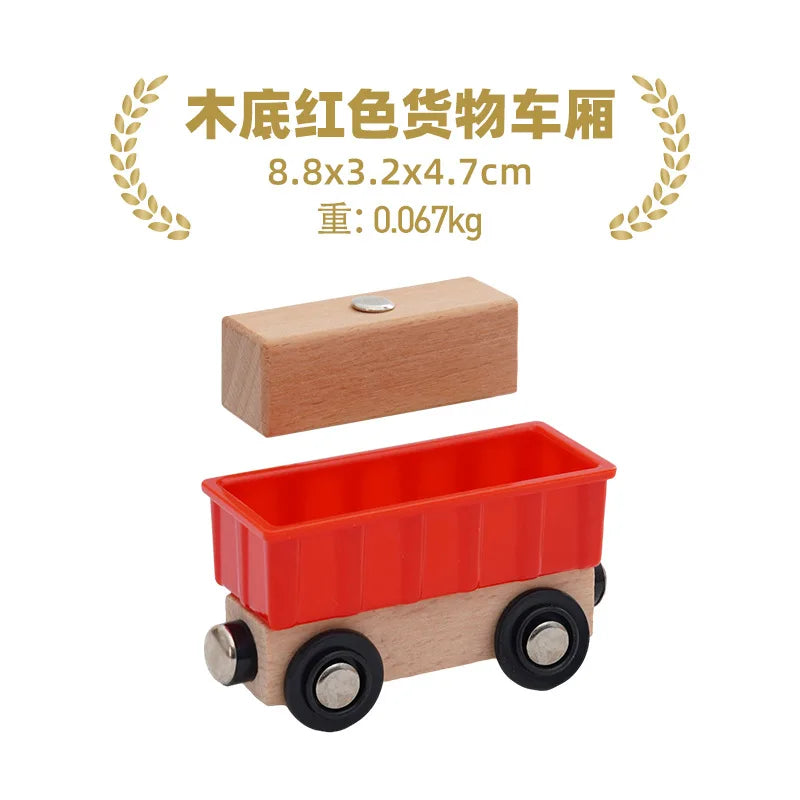 Wooden Magnetic Trolley Wood Track Accessories Car Train Track Scene Airplane Truck Wooden Tracks Educational Toys Children Gift