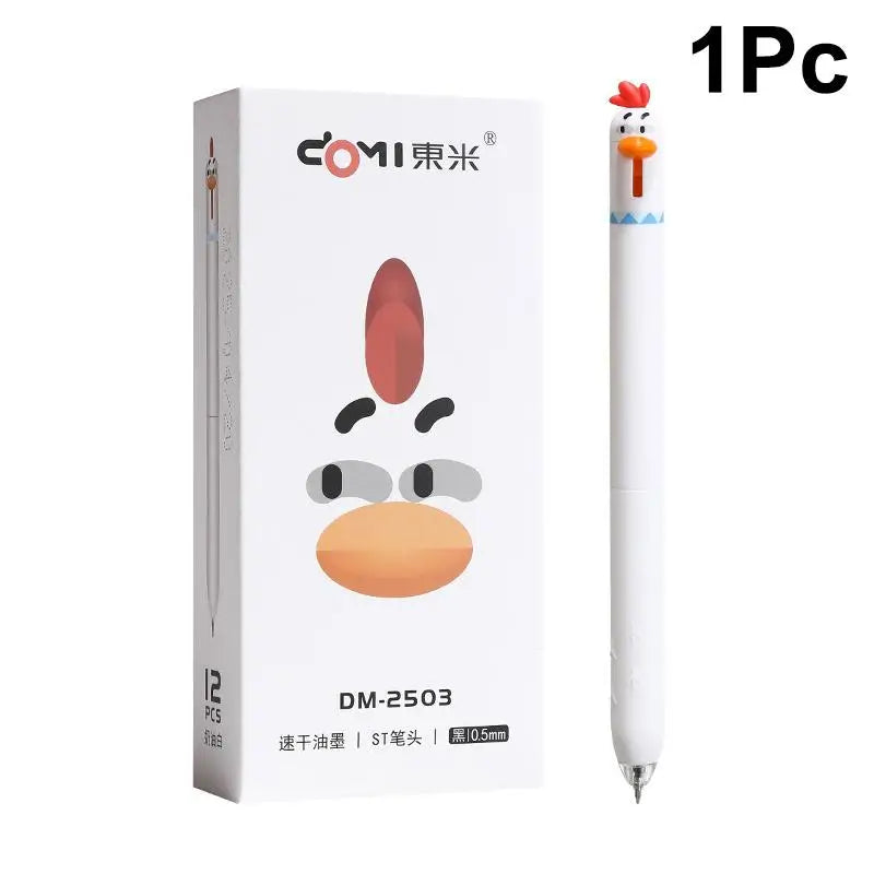 1/4pcs Funny Chick Carrot Press Type Black Quick Dry Gel Pen Creative Stress Relief Writing Tool for Study Office School