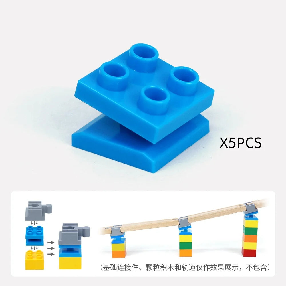 5-10PCS Wooden Train Track Accessories Plastic Building Blocks Adapters Wooden Track Connectors fit Wood Tracks Toys