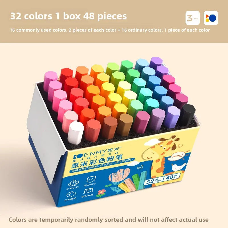 ENMY 12/36 Color Chalk Dustless Safe Chalk for Teachers Students Blackboard Non-Dusty Bright Colors Art Drawing School Supplies