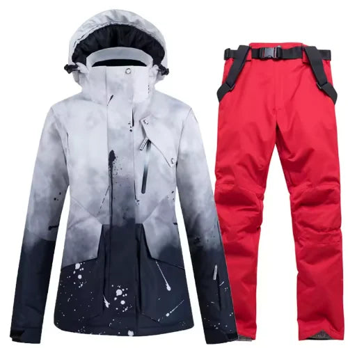 Snowboarding Suit Sets for Men and Women, Snow Wear Clothing, Waterproof, Ski Jacket, Strap Pant, Winter Costume, For Adult