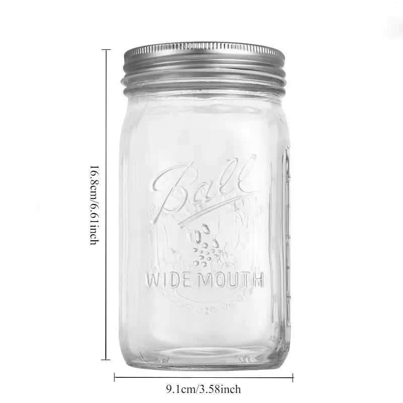 Mason Jars with Lids, Wide Mouth Glass Jars for Canning, Centerpieces, Pickling, Storage, Food Meal Prep, Salad, Jam