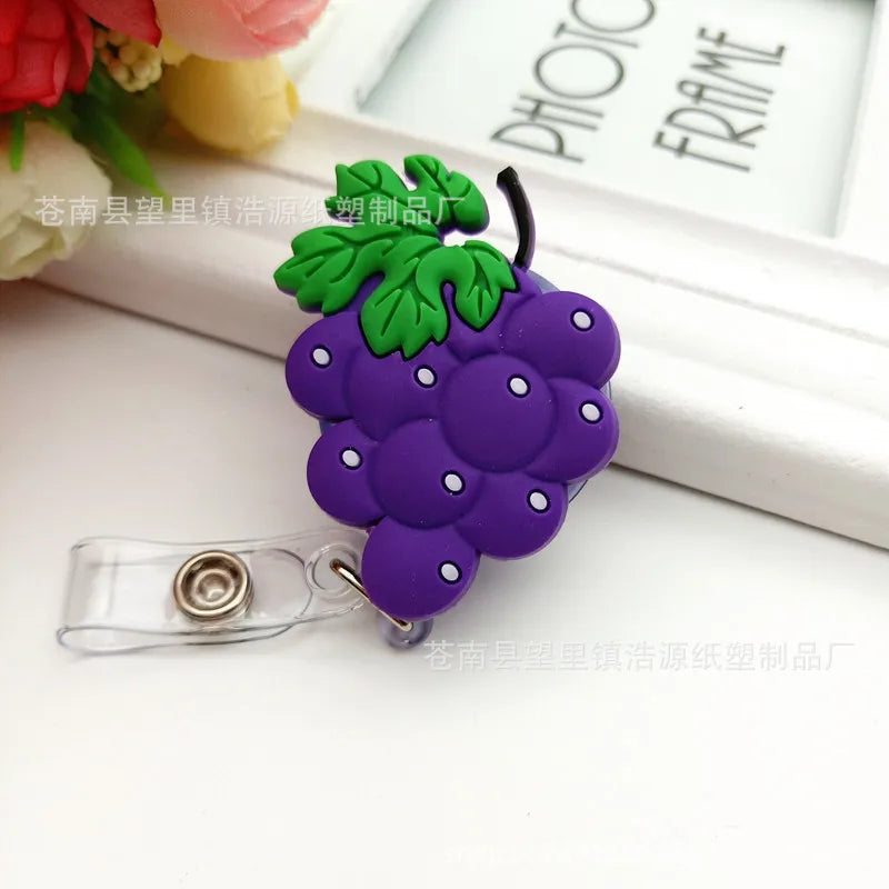 New Design 1 Piece Soft Silicone Retractable Nurse Badge Reel Cute Strawberry Love Heart Rainbow Flowers ID Card Holder Lanyard