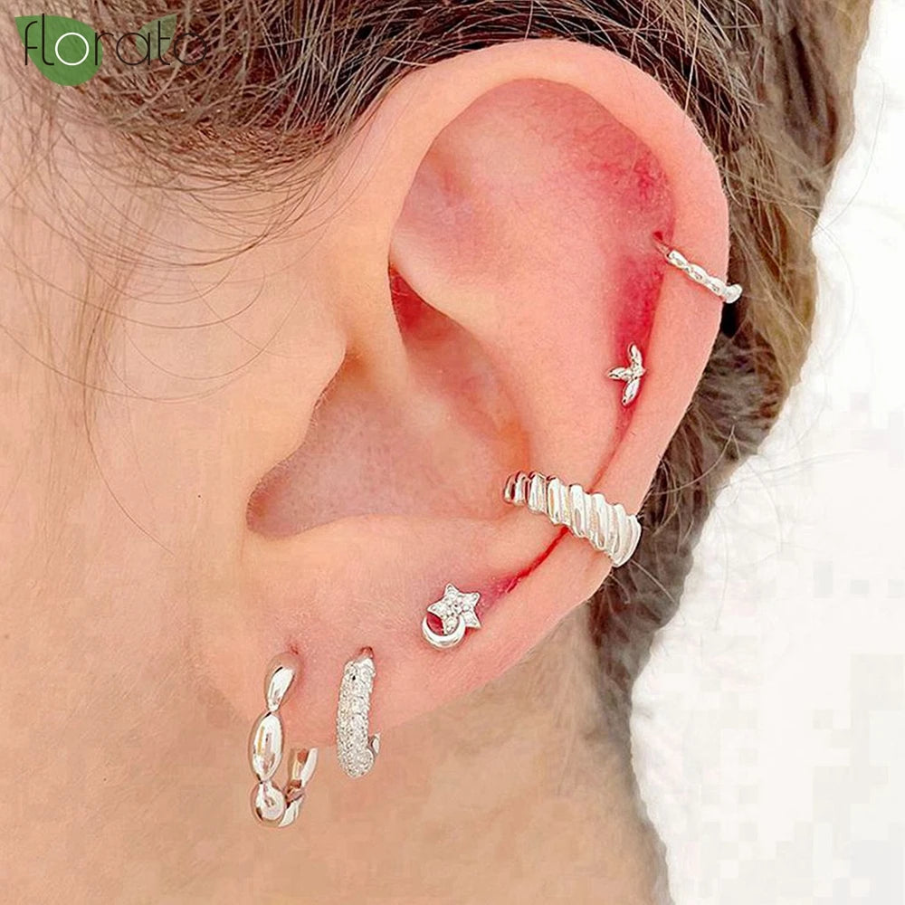 925 Silver Needle Exquisite Zircon Small Earrings Fashion Stud Earrings for Women Anti Allergy Cartilage Puncture Jewelry Gift
