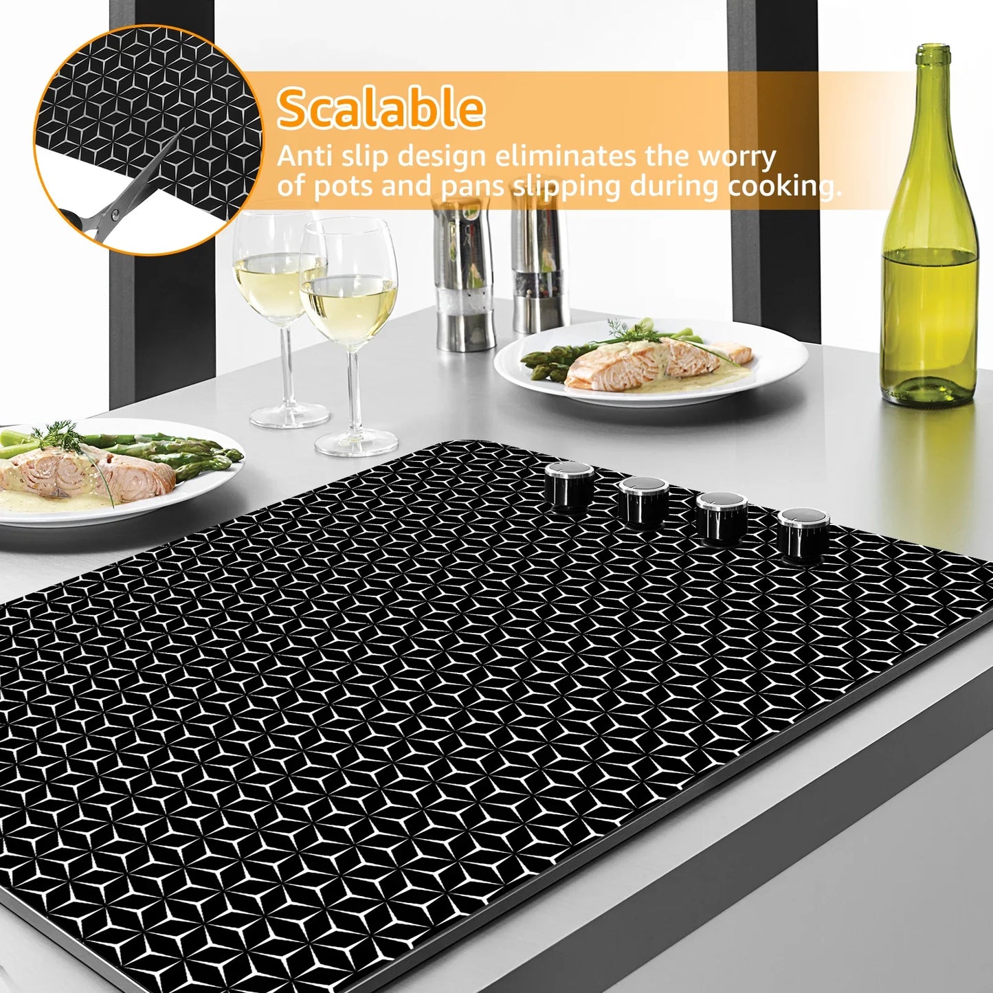 Induction Cooktop Mat Silicone Induction Cooker Covers Non-Slip Scratch Heat-resistant Induction Cooktop Protector Mat 52×78cm