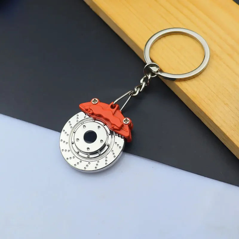 Automotive Gear Head Keychain - Speed Gearbox Keyring with Turbo Hub & Brake Disc Design