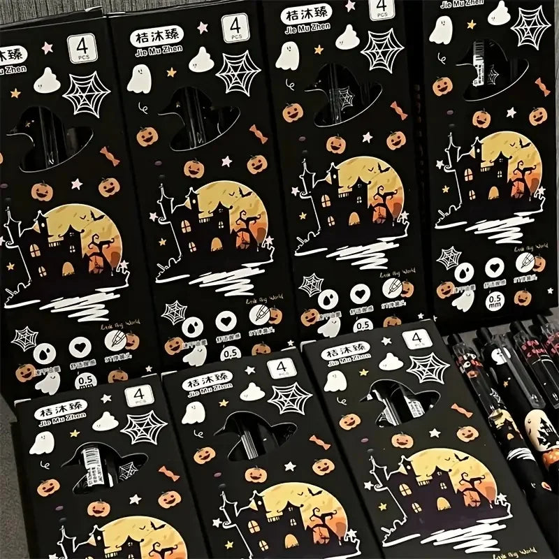 Halloween Themed Gel Pens 0.5mm Tip Diameter Featuring Ghosts Pumpkins Witch Hats - Perfect for Classroom Rewards