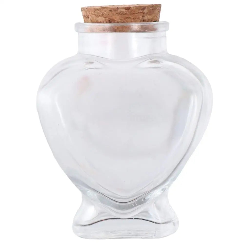 with Cork Stoppers Heart-Shaped Bottle Portable Small Wishing Bottle Clear Empty Glass Jar