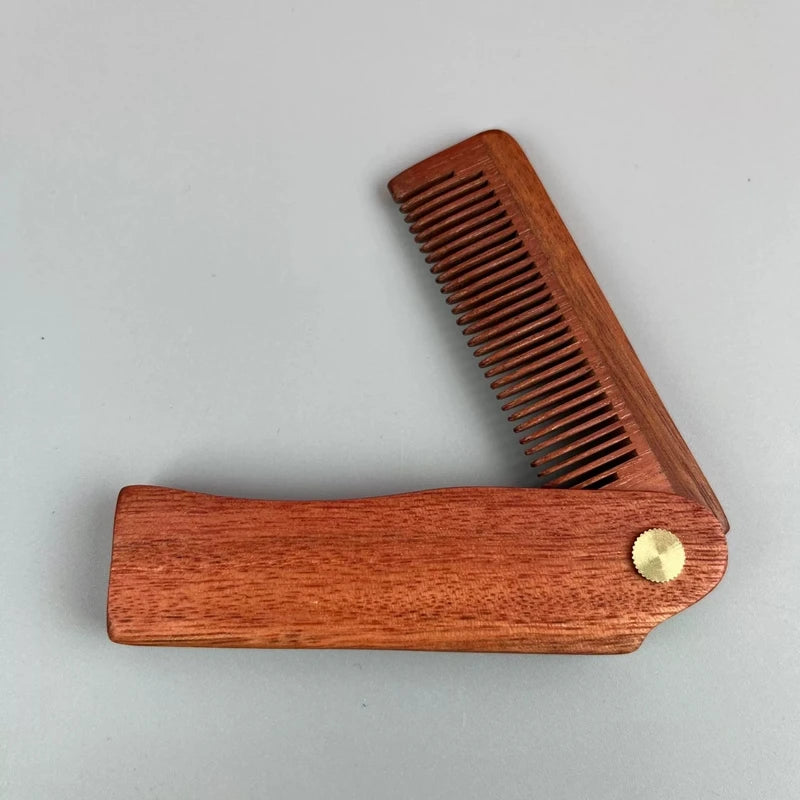 Foldable Green Sandalwood Beard & Hair Comb – Portable Wooden Grooming Comb for Men’s Beard & Hair Styling Amodong Comb