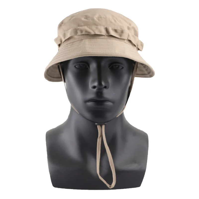 Men's Panama Hat Bucket Hat Tactical Sunscreen Camouflage Outdoor Travel Climbing Fishing Caps Training Beach Men's Hiking Hat
