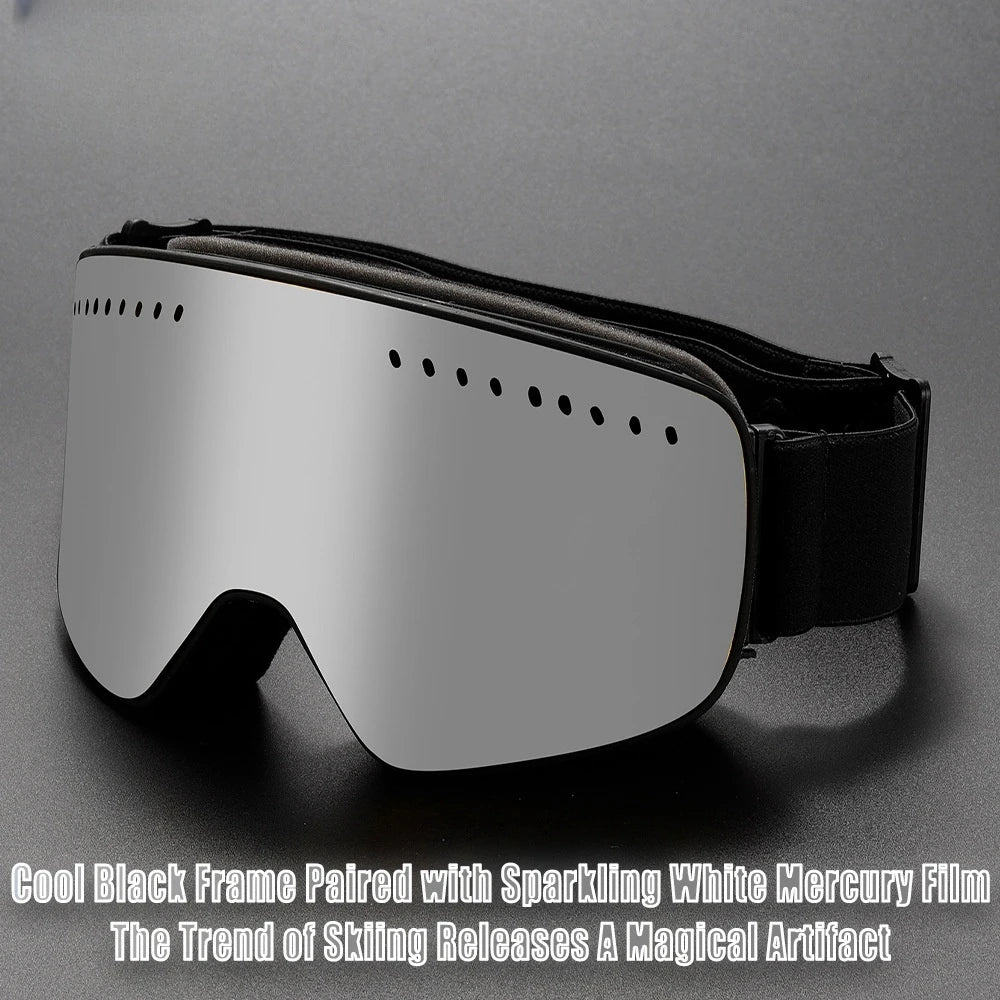 New colorful cylindrical magnetic double-layer anti-fog ski goggles outdoor windproof large-field night vision mountaineering go