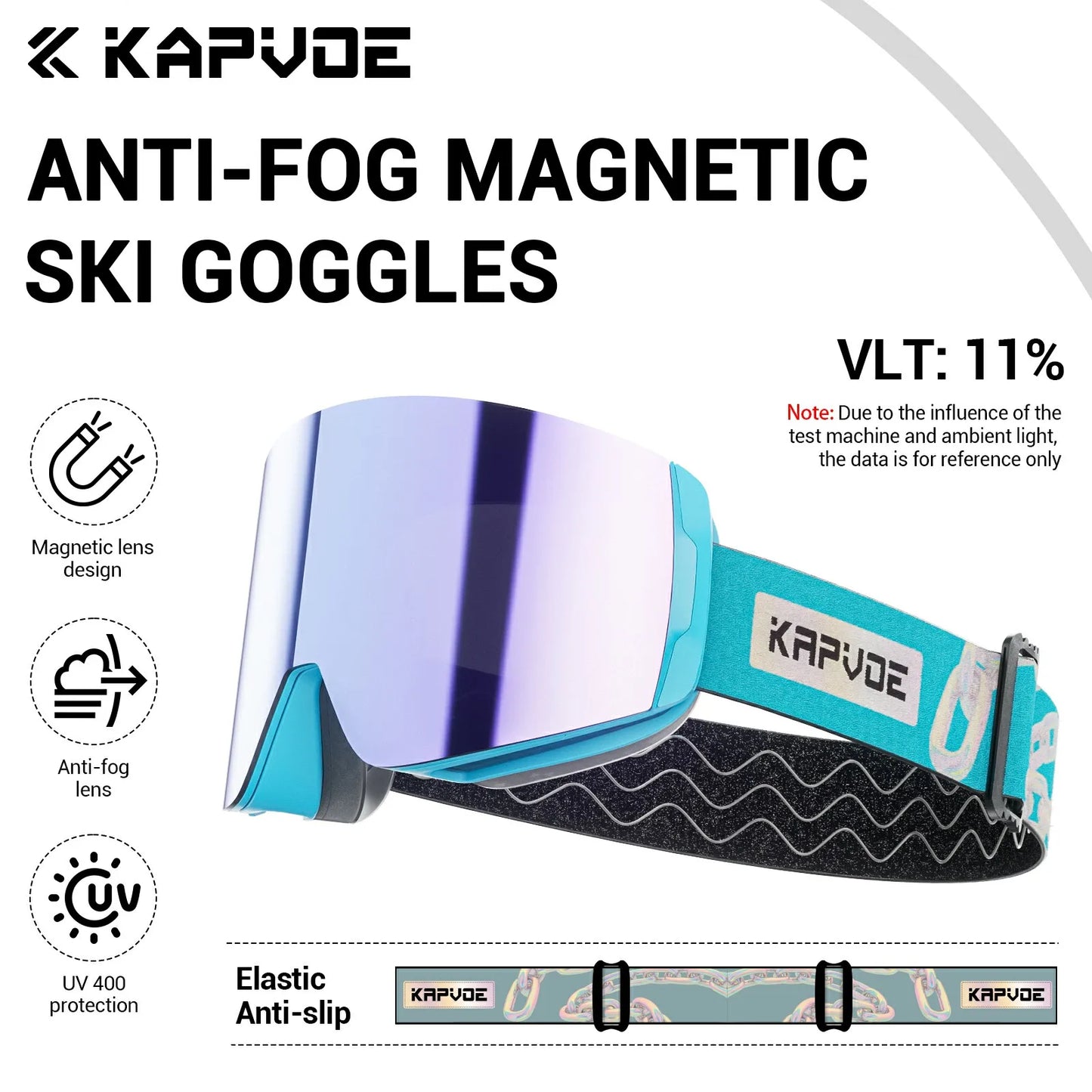 KAPVOE UV400 Magnetic Attraction Lens Outdoor Sports Photochromic Ski Goggles Men Snowboard Glasses Women Winter Snow Sunglasses