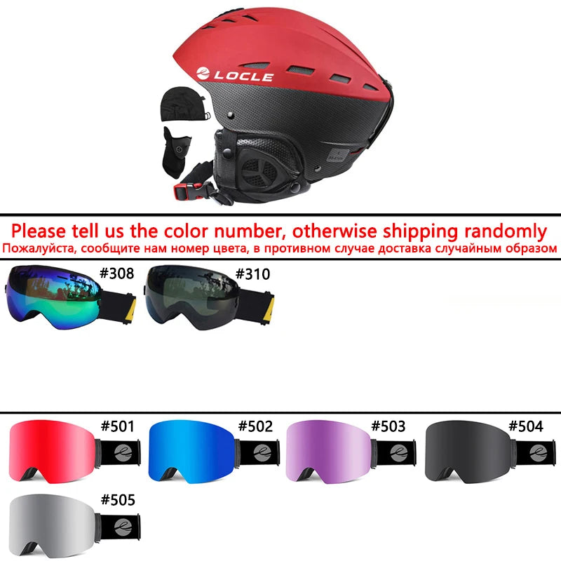 LOCLE Ski Helmet Men Women Children Kids CE Safety Winter Sports Snow Skiing Snowmobile Snowboard Skateboard Helmet Size 52-61cm