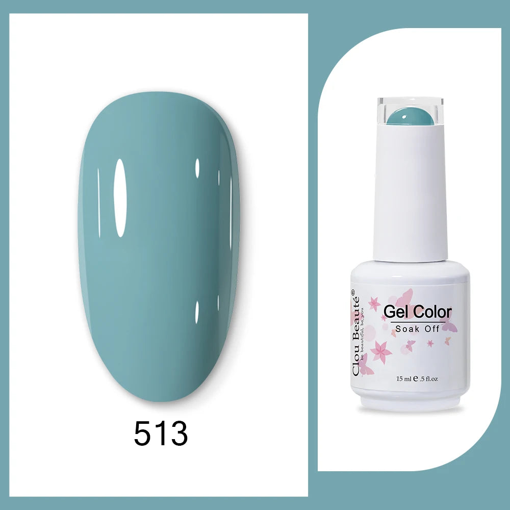 Clou Beaute 15ml HEMA TPO FREE Gel Nail Polish Bright Dark Army Green Gel Lacquer Semi Permanent Art Organic  Nail Gel Varnish