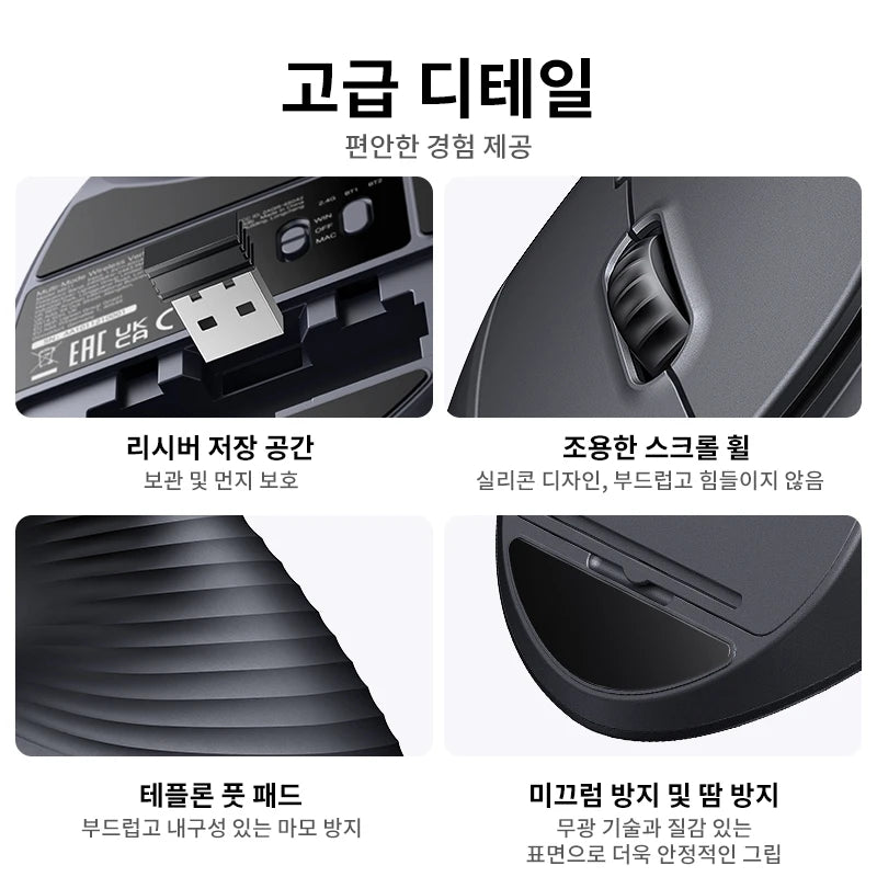 UGREEN Bluetooth 2.4G Vertical Wireless Mouse  Ergonomic 4000DPI 6 Mute Buttons for MacBook Tablet Laptops