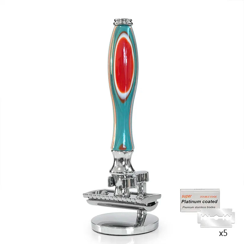 Double Edge Safety Razor for Men And Women with 5 Platinum Coated Blades Reusable Travel Essential Men's Razor