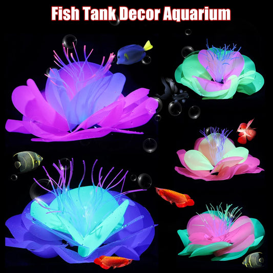 Glow Silicone Aquarium Coral Decor w/ Suction Cups, Fish-Safe Realistic Coral for Fresh/Saltwater Tanks, Easy Tool-Free Setup
