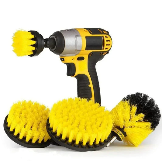 Electric Drill Scrubber Brush Kit - 3-Piece Power Cleaning Set for Carpet, Glass & Car Tires