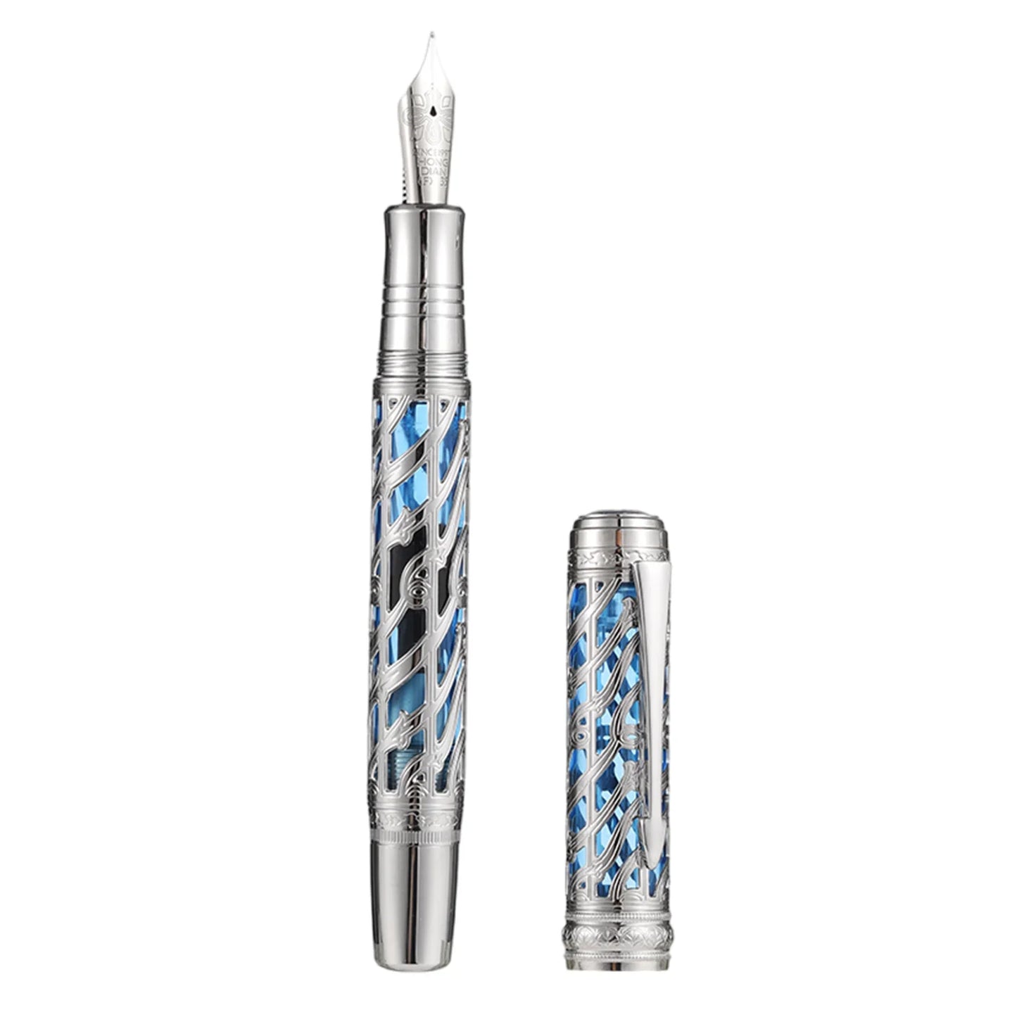 Hongdian A6 Hollow Piston Metal Fountain Pen 35# Nib Writing Ink Pen EF F Nib School Office Supplies Gift Pens for students