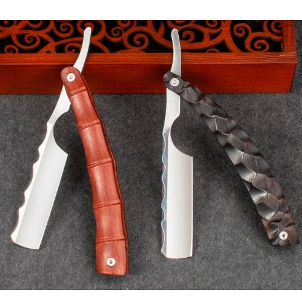 Professional Straight Blade Razor  - Wood Straight Edge Barber Razor Stainless Steel Sharp Shaver Razor for Men Home & Salon