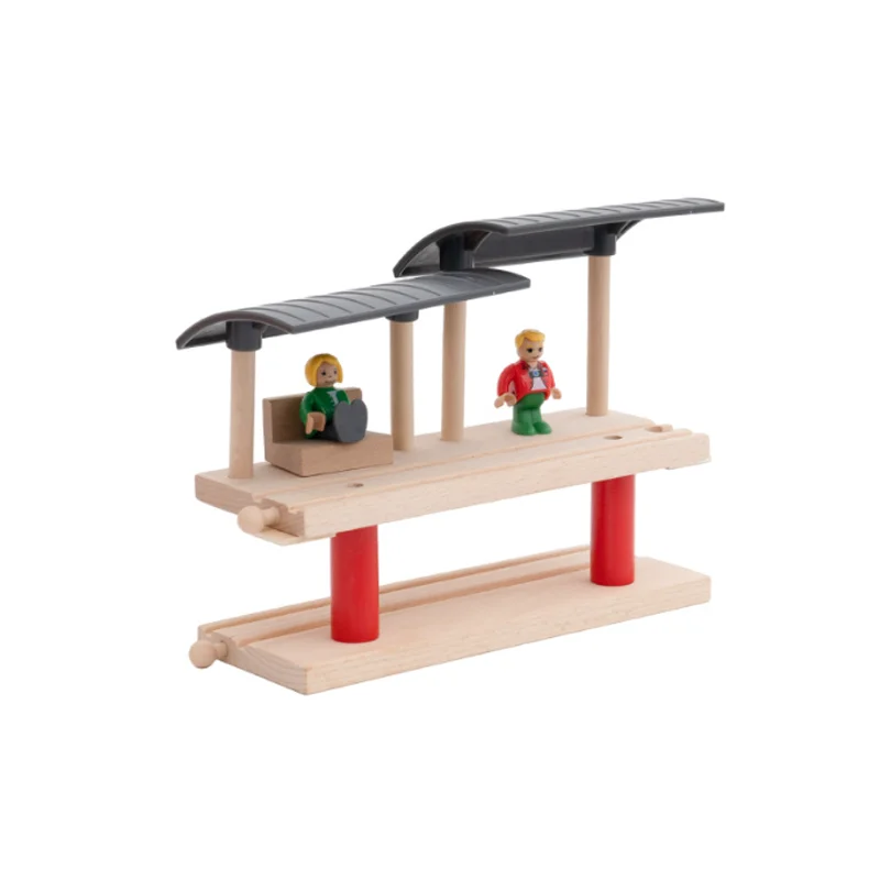 Wooden Train Track Accessories Roadblocks Station Scene Educational Toy For Kids Compatible with Thomas Wooden Railway System