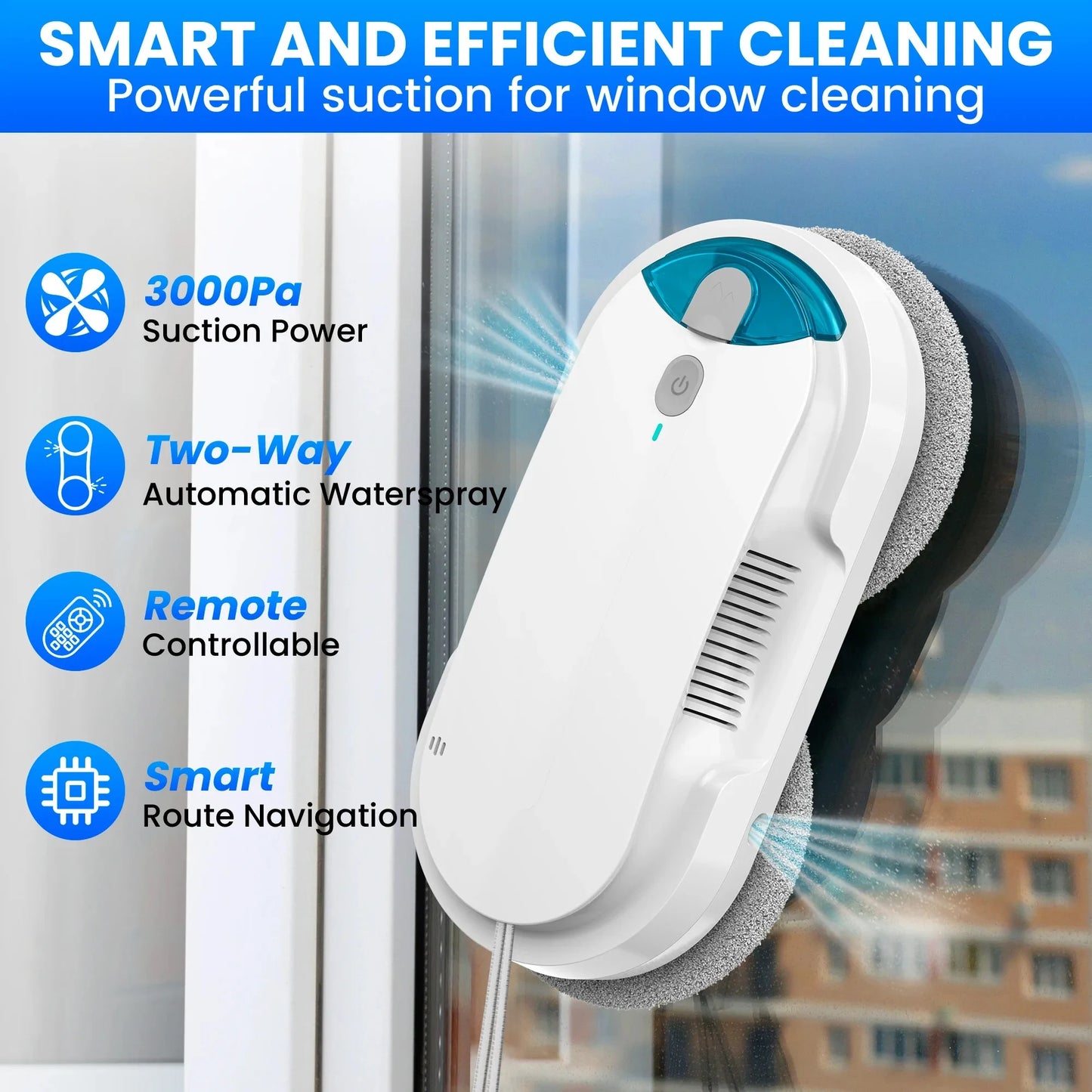 INSE W1 Automatic Window Cleaning Robot with Water Spray & Remote Control