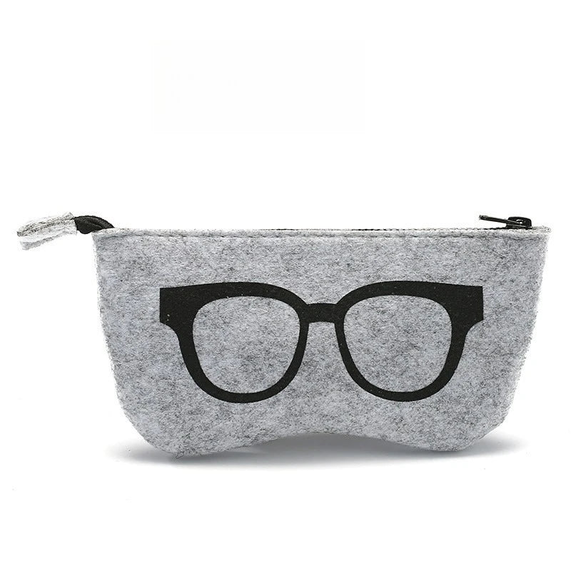 1pc Chic Soft Felt Glasses Pouch,Colorful Eye Design, Portable,Durable Fashion Glasses Case with Zipper Closure for Men & Women