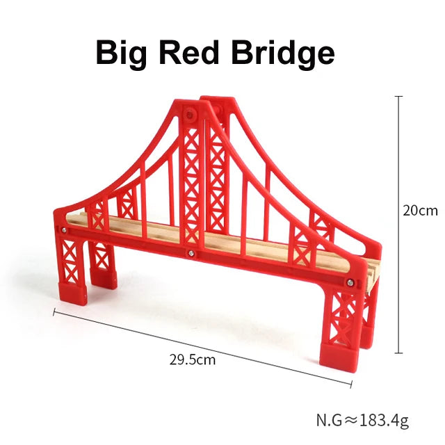 Wooden Track Accessories Beech Wood Railway Train Track Bridge Station Parts fit For All Brands Wooden Tracks Toys For Kids