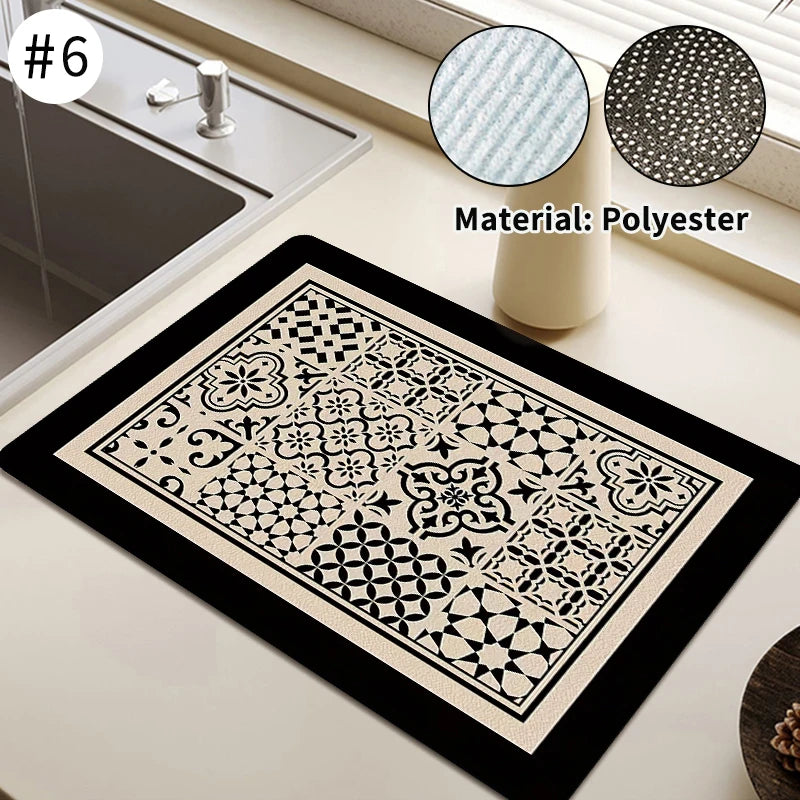 Super Absorbent Dish Drying Mat - Quick Dry Kitchen Draining Pad