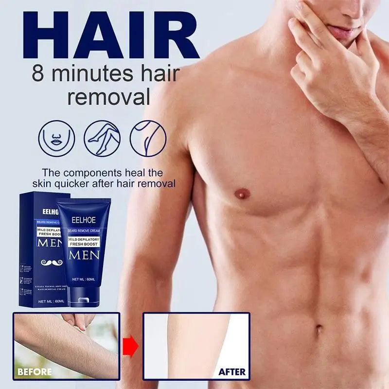 60ml Man Painless Hair Removal Cream Create Smooth Skin for FACIAL Arm Legs Body Inhibitor Natural Gentle