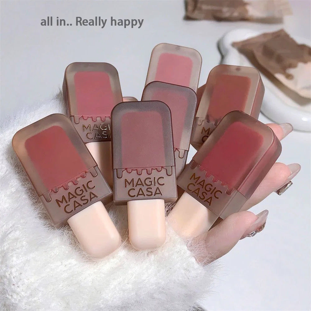 Velvet Matte Lip Gloss - Waterproof Long-Lasting Chocolate Ice Cream Lip Glaze